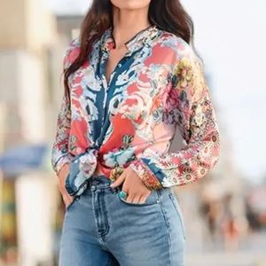 JOHNNY WAS DUSK BUTTON-DOWN BLOUSE